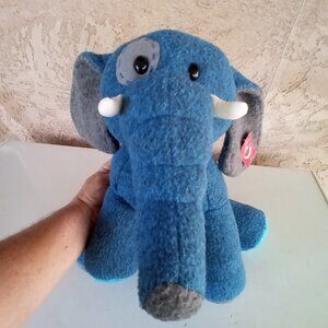 AURORA CHERISHED COLLECTION BLUE ELEPHANT PLUSH 11" x 7" x 12"